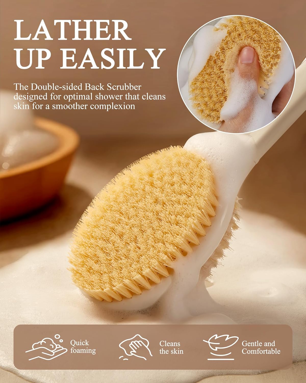 Thumbnail 3 de Rafow Back Scrubber Body Shower Brush: Massage & Exfoliation with 46 cm Handle