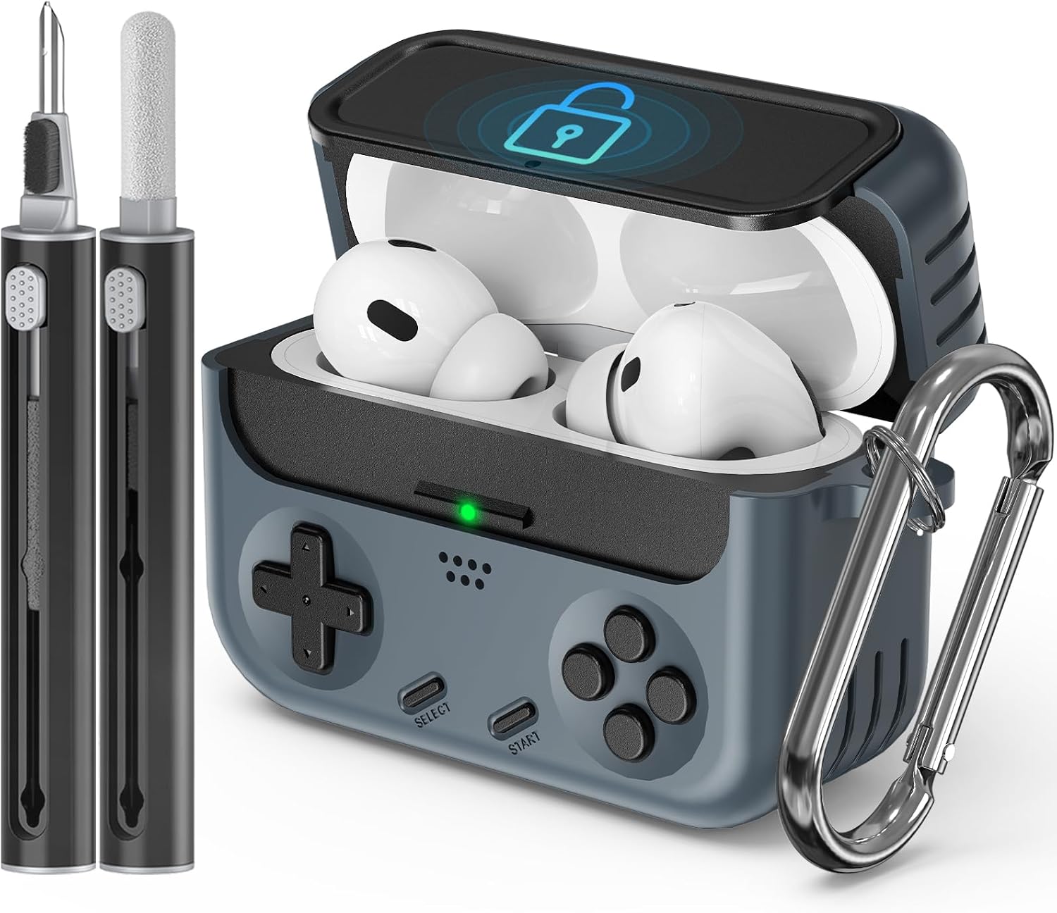 Thumbnail 6 de Inesore AirPods 4 Case with Lock (Classic Game Console Style) + Cleaner Kit (Black)