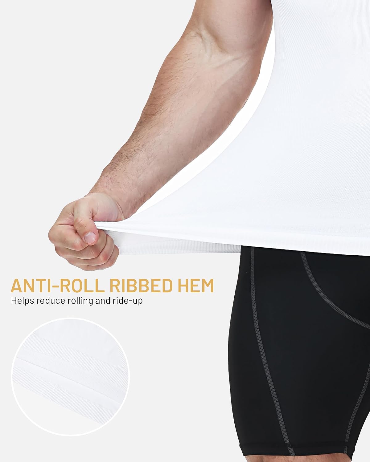 Detalle de Runhit Men's Compression Shirt Seamless Shapewear Vest: Slimming, Breathable Base Layer
