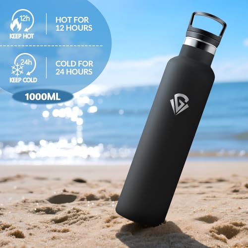 Thumbnail 4 de Motswedi botella térmica 1 L acero inoxidable, BPA free, 2 tapas, negro