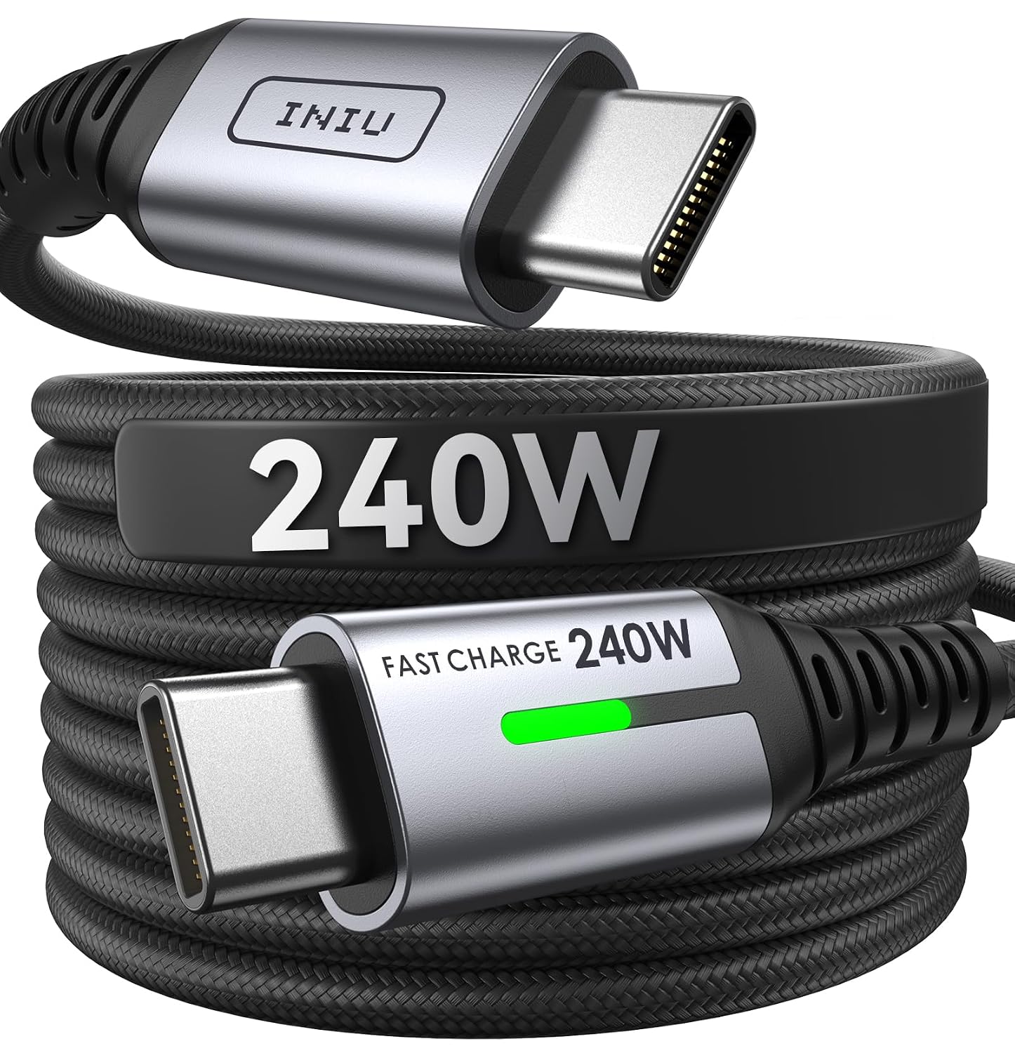 Detalle de INIU D7CC-2P-1M 2m 240W USB-C to USB-C Cable, Nylon Braided