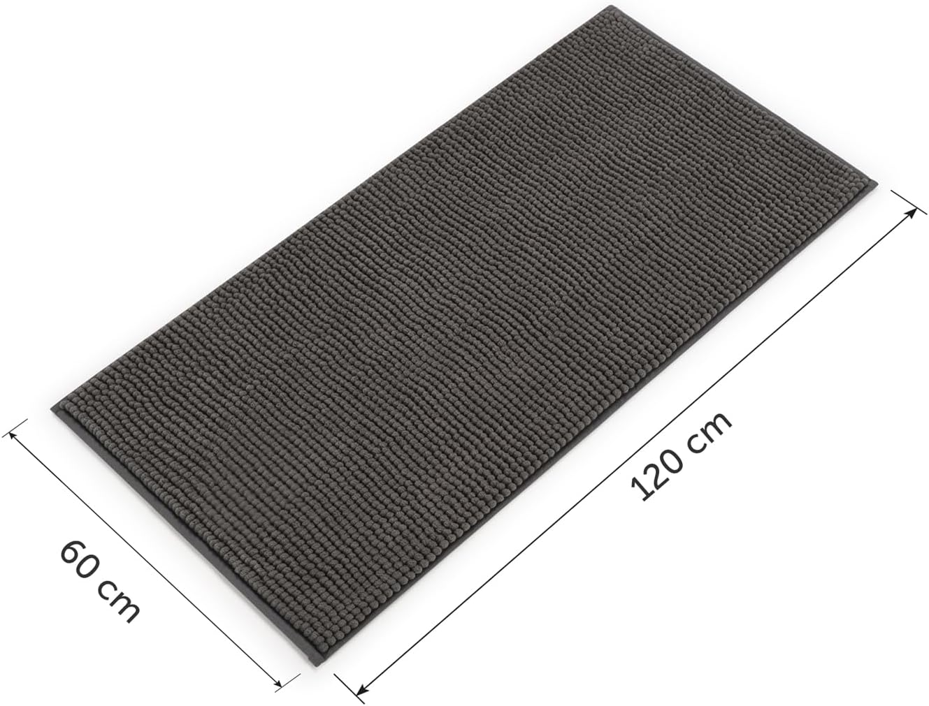Detalle de Blumtal chenille badmat 60 x 120 cm, donkergrijs, antislip en wasbaar