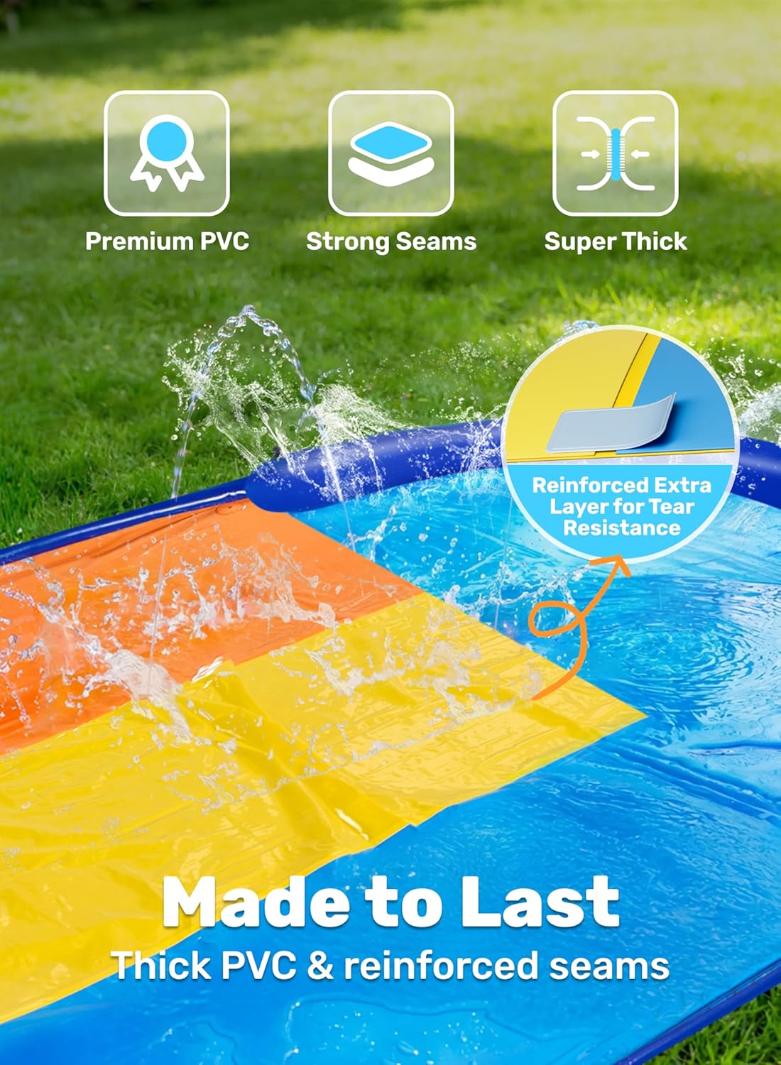 Thumbnail 4 de Sloosh Triple Water Slide with 3 BodyBoards (22.5FT) — Lawn Splash Pad Slip & Sprinkler Toy