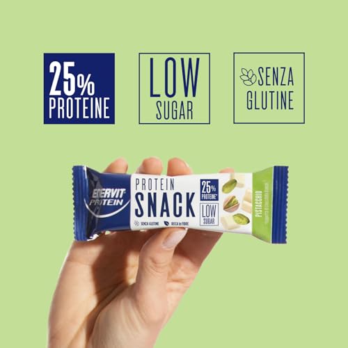 Detalle de Enervit Protein Snack Pistacchio e Cioccolato Bianco – Barrette proteiche senza glutine, 8 x 27 g