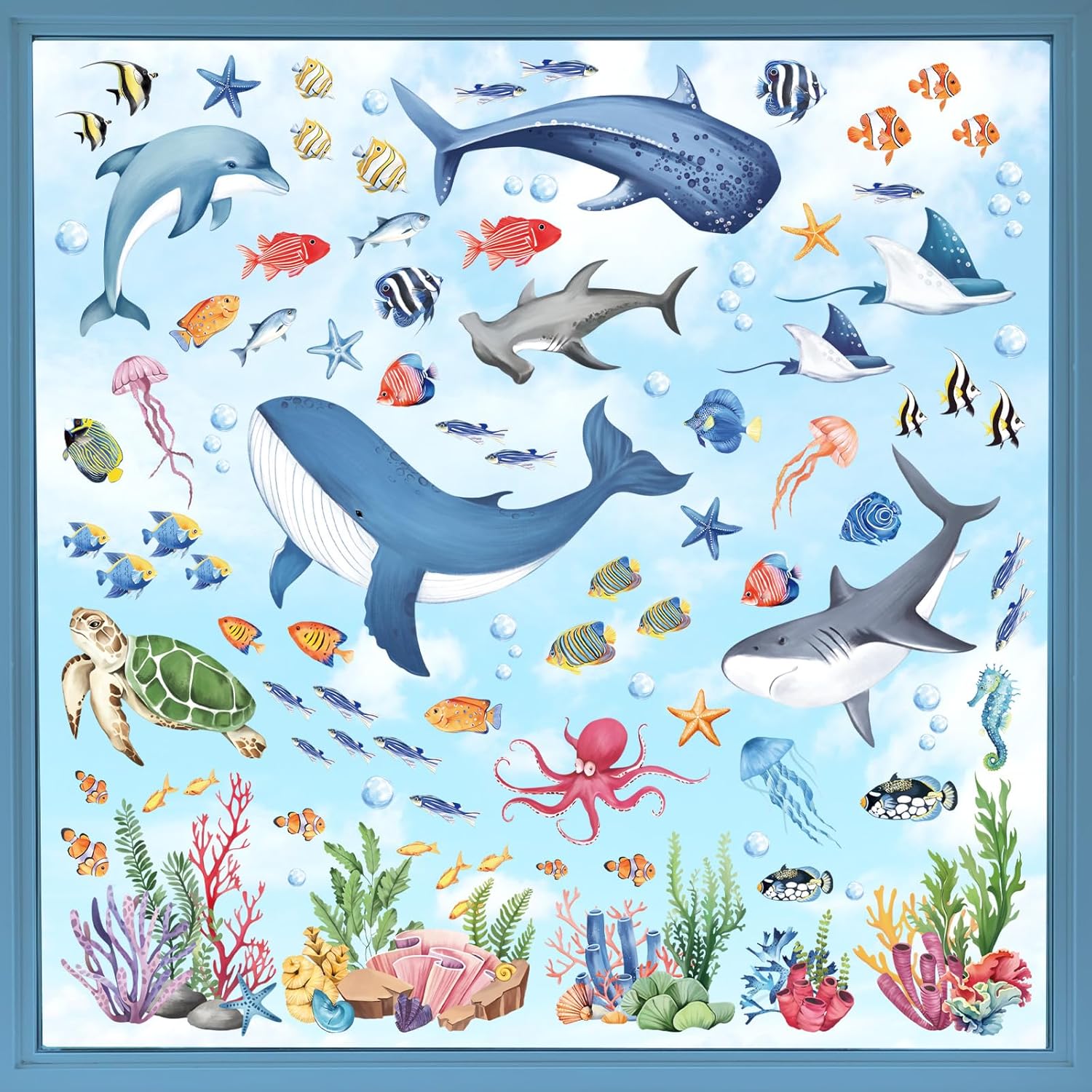 Thumbnail 1 de Decalmile Under The Sea Fish Double Sided Window Clings