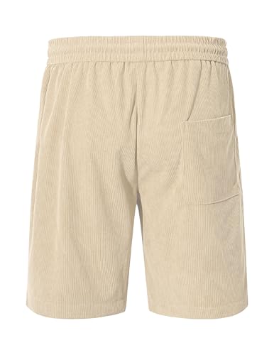 Thumbnail 4 de TARAINYA Pana Pantalones Cortos Hombre Algodón Cordón Elástico Casual Shorts Caqui Claro M