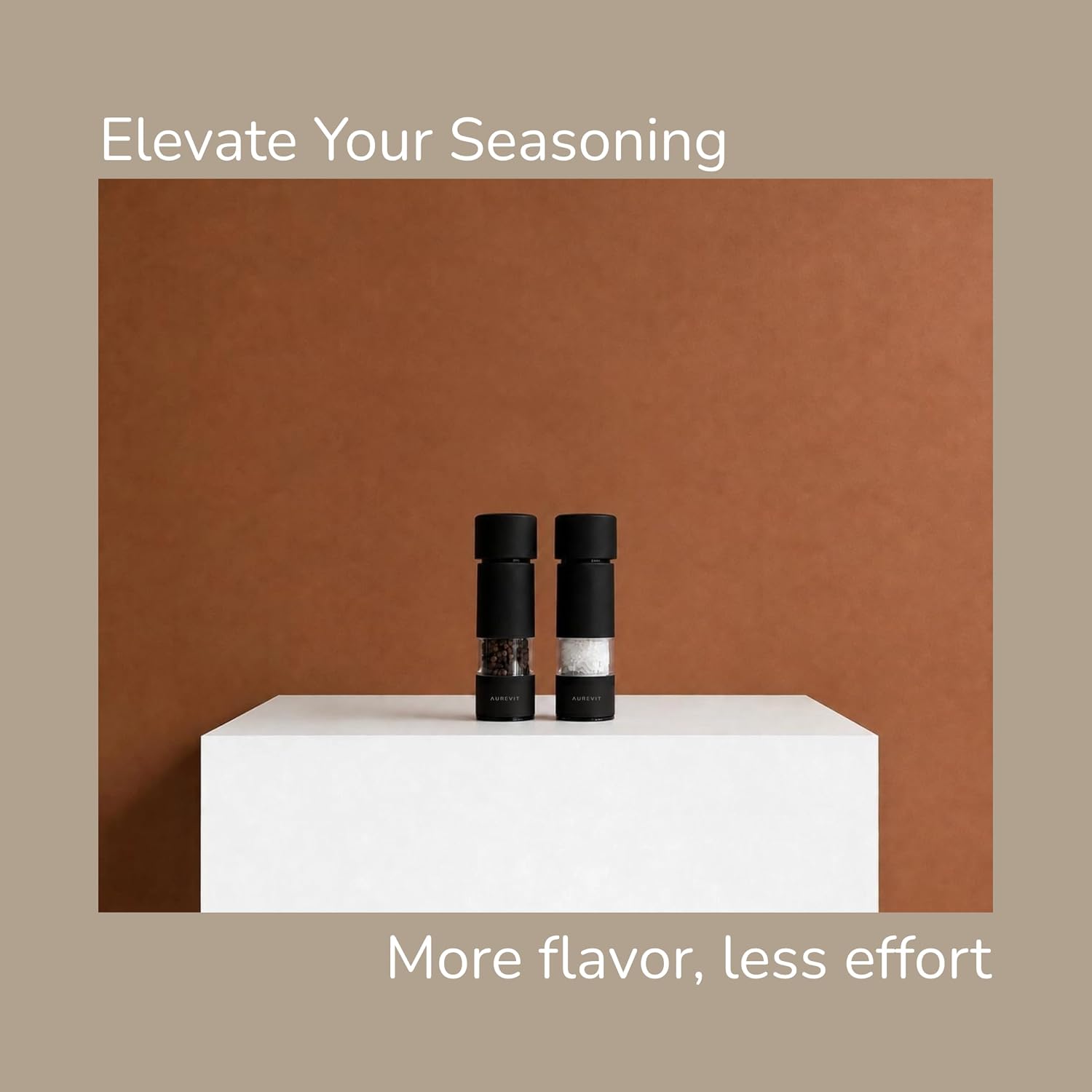 Thumbnail 6 de Aurevit PM605 Salt and Pepper Grinder Set, Manual and Adjustable, Black & White