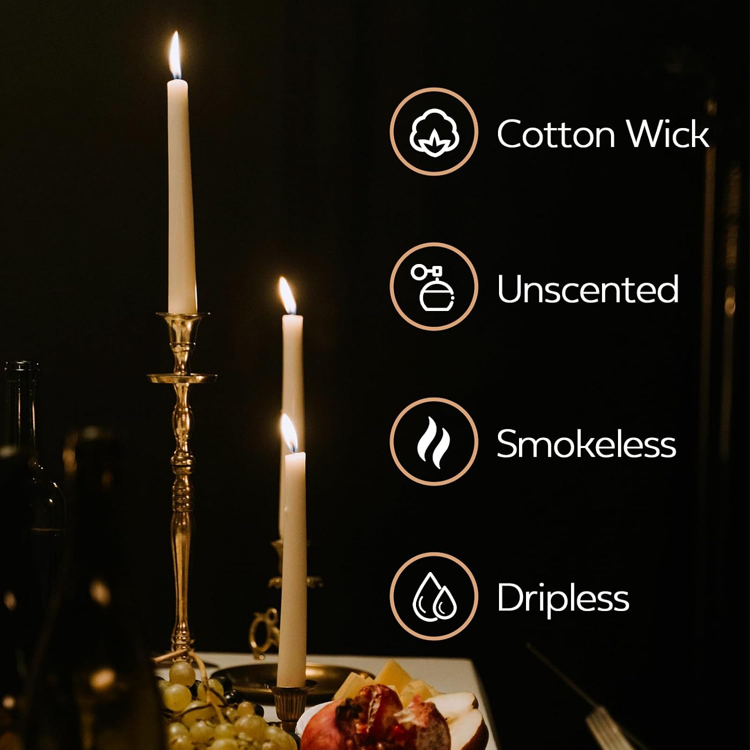 Thumbnail 3 de Ivory taper dinner candles gift set – dripless 7-hour, unscented (50 pack)