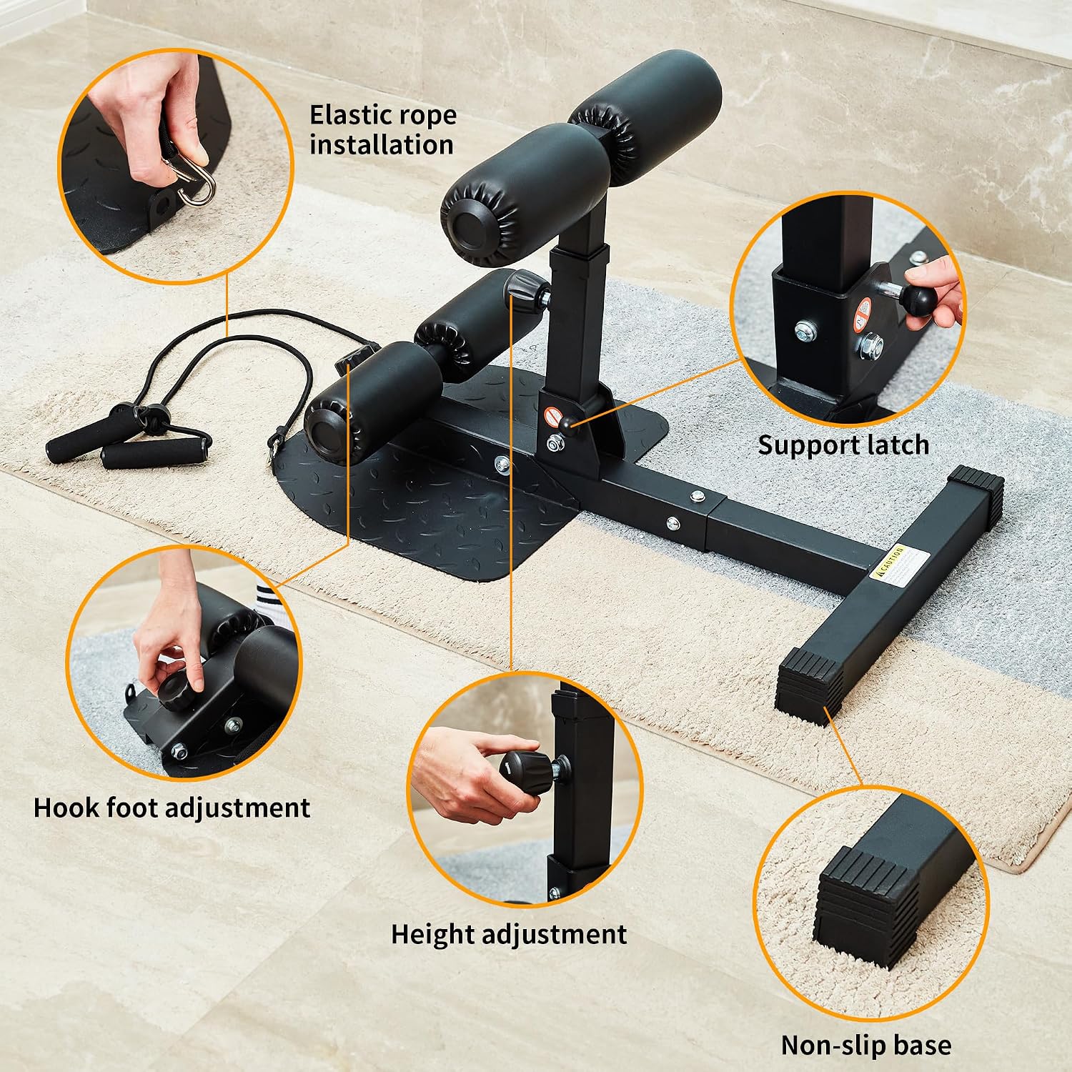 Detalle 1 de leikefitness GM8300 Multifunctional Sissy Squat Bench, Adjustable and Foldable