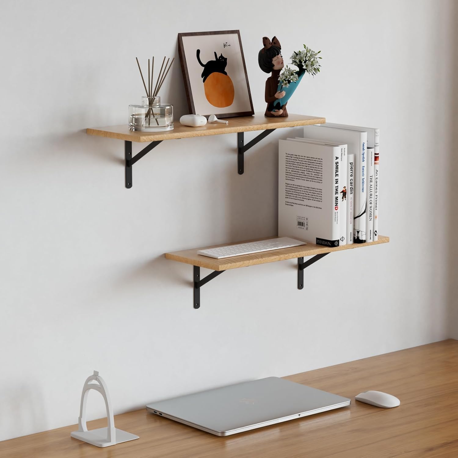 Thumbnail 4 de Cudebo bracket-10inch-12 10-Inch Shelf Brackets, 12-Pack, Black Powder-Coated Steel