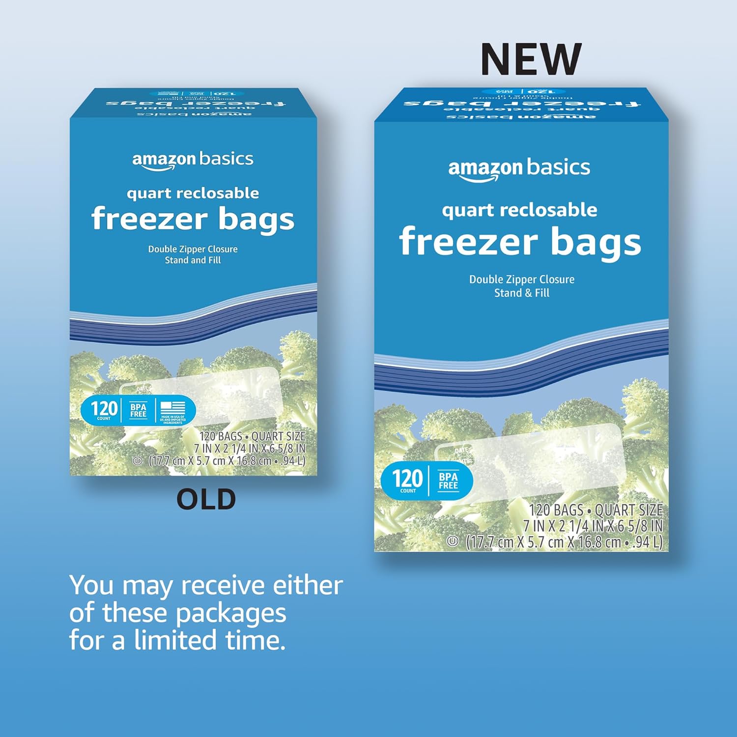 Detalle 2 de Amazon Basics 1-qt freezer bags, 120 pcs