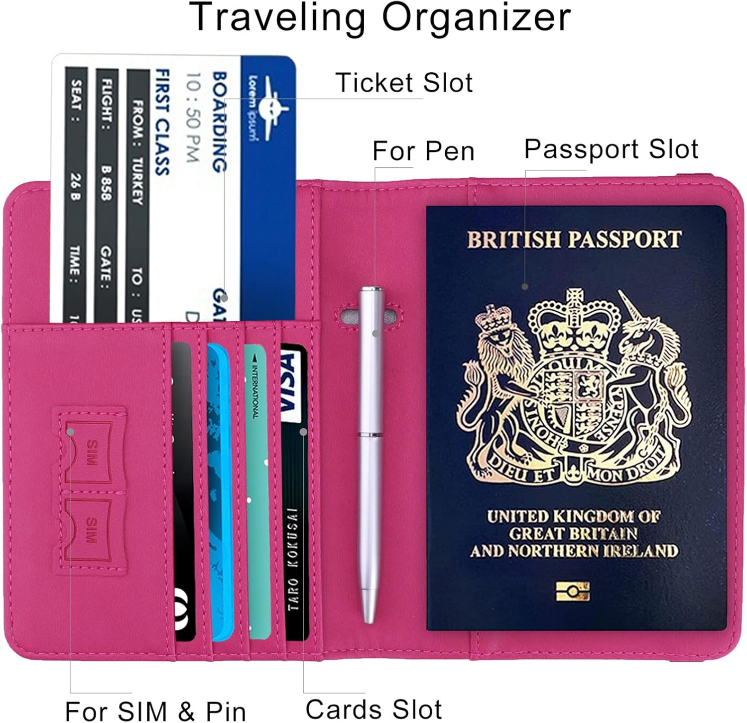 Detalle de WALNEW Passport Holder: PU Leather RFID Travel Passport Cover & Card Holder