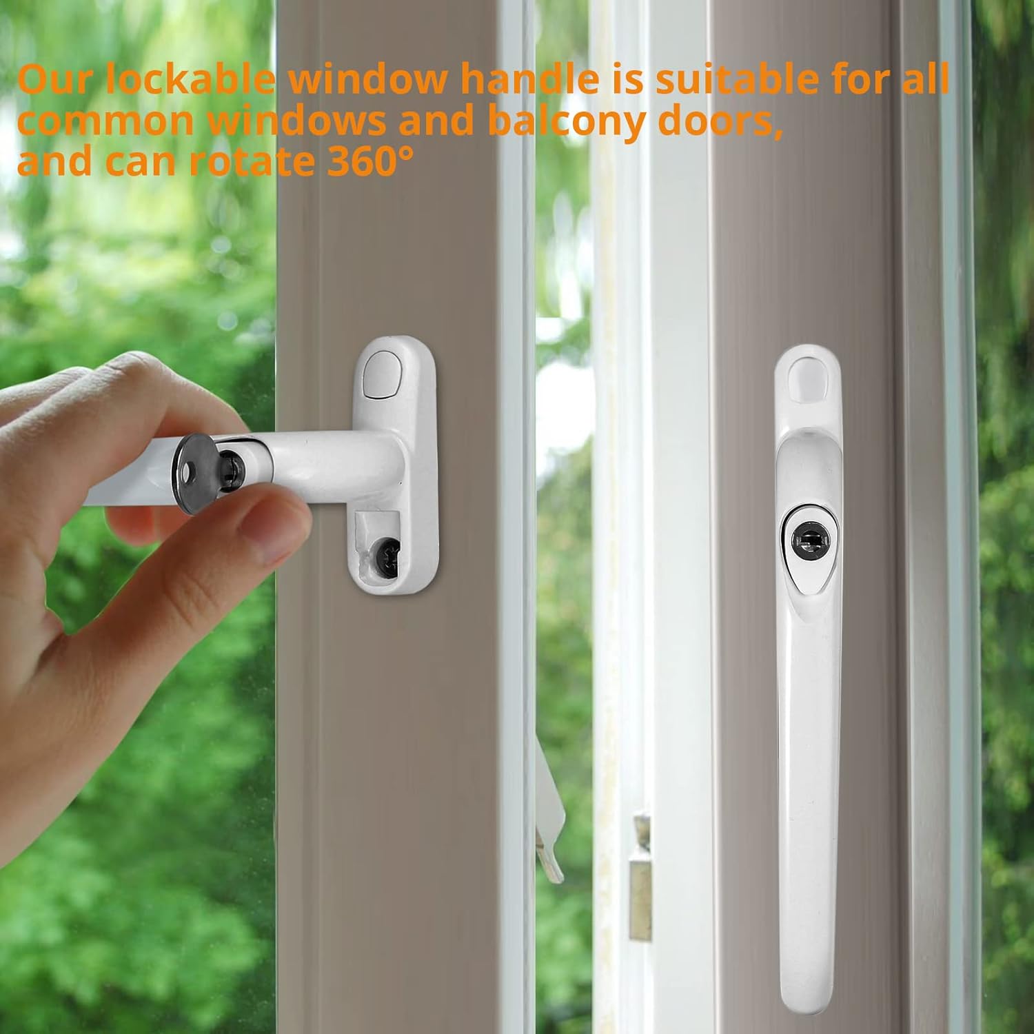 Thumbnail 4 de Neoteck 10 Pcs UPVC Window Handle – White Inline Espag, 43mm Centres, Locking Push Button for Double Glazing