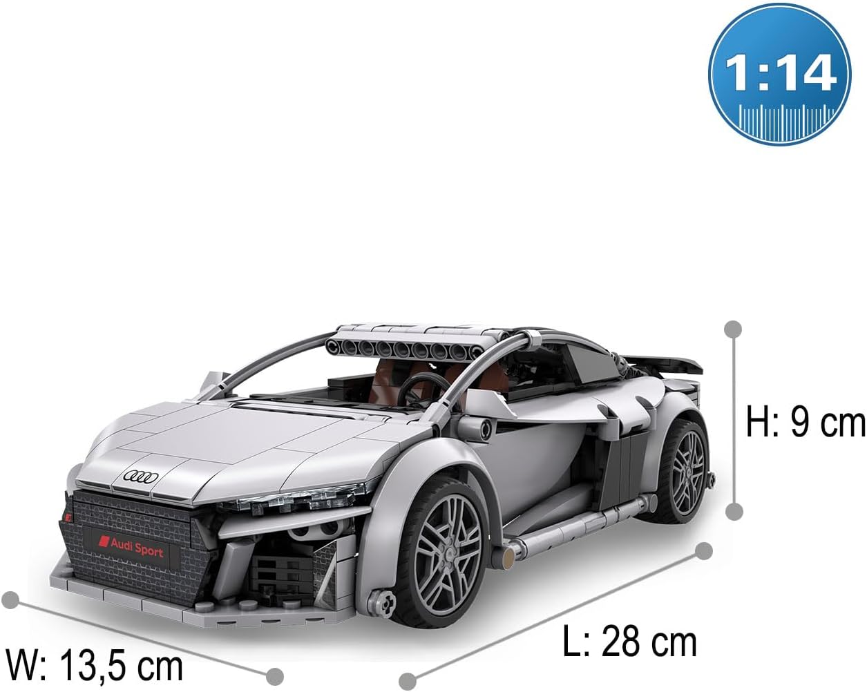 Detalle de JAMARA 402898 CaDA Audi R8 Coupé 1:14 – model RC z klocków, 536 elementów