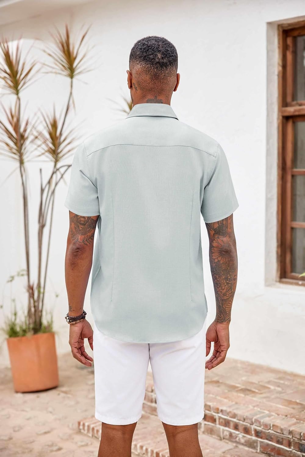 Thumbnail 5 de COOFANDY Men's Short Sleeve Button Down Shirt with Pocket — Lightweight Beach Vacation Essential