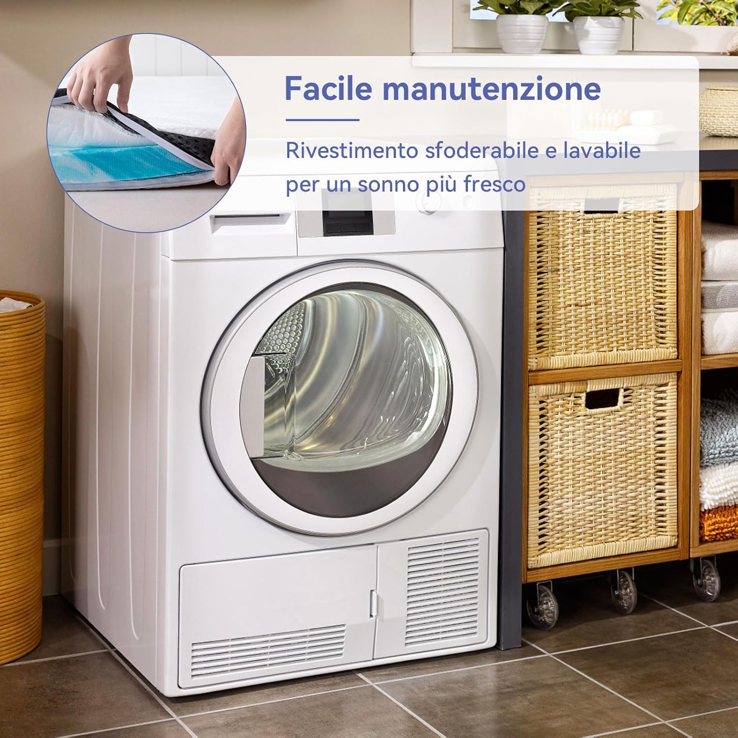 Thumbnail 6 de Amazon Basics Topper Singolo 90 x 190 cm Memory Foam con Gel Rinfrescante, 7 cm – Coprimaterasso Bianco