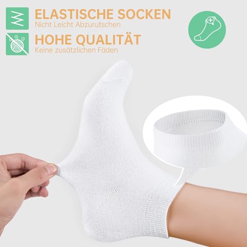 Thumbnail 3 de FALARY Sneaker Socken Herren Damen – 12 Paar Kurze Halbsocken aus Baumwolle, Weiß, Größe 43-46