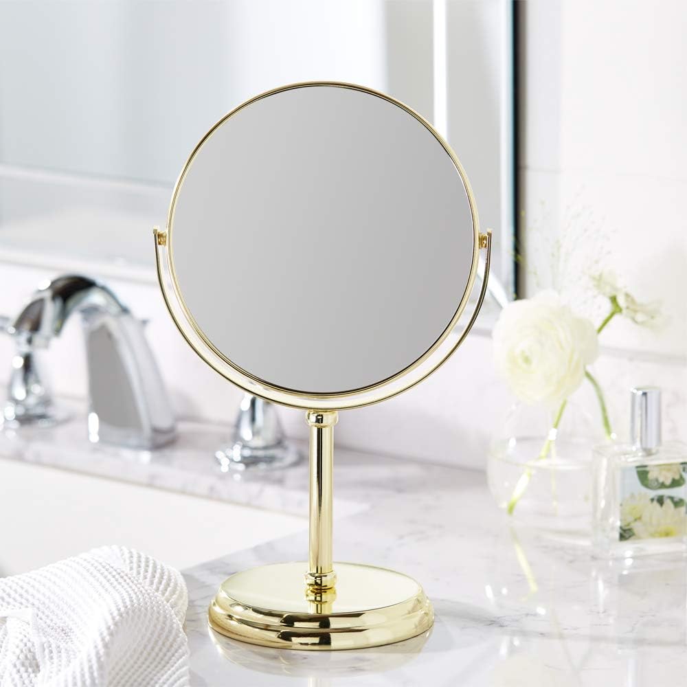 Thumbnail 4 de Amazon Basics Makeup Mirror, Round Gold Tabletop Mirror with 360° Rotation and 1x/5x Magnification