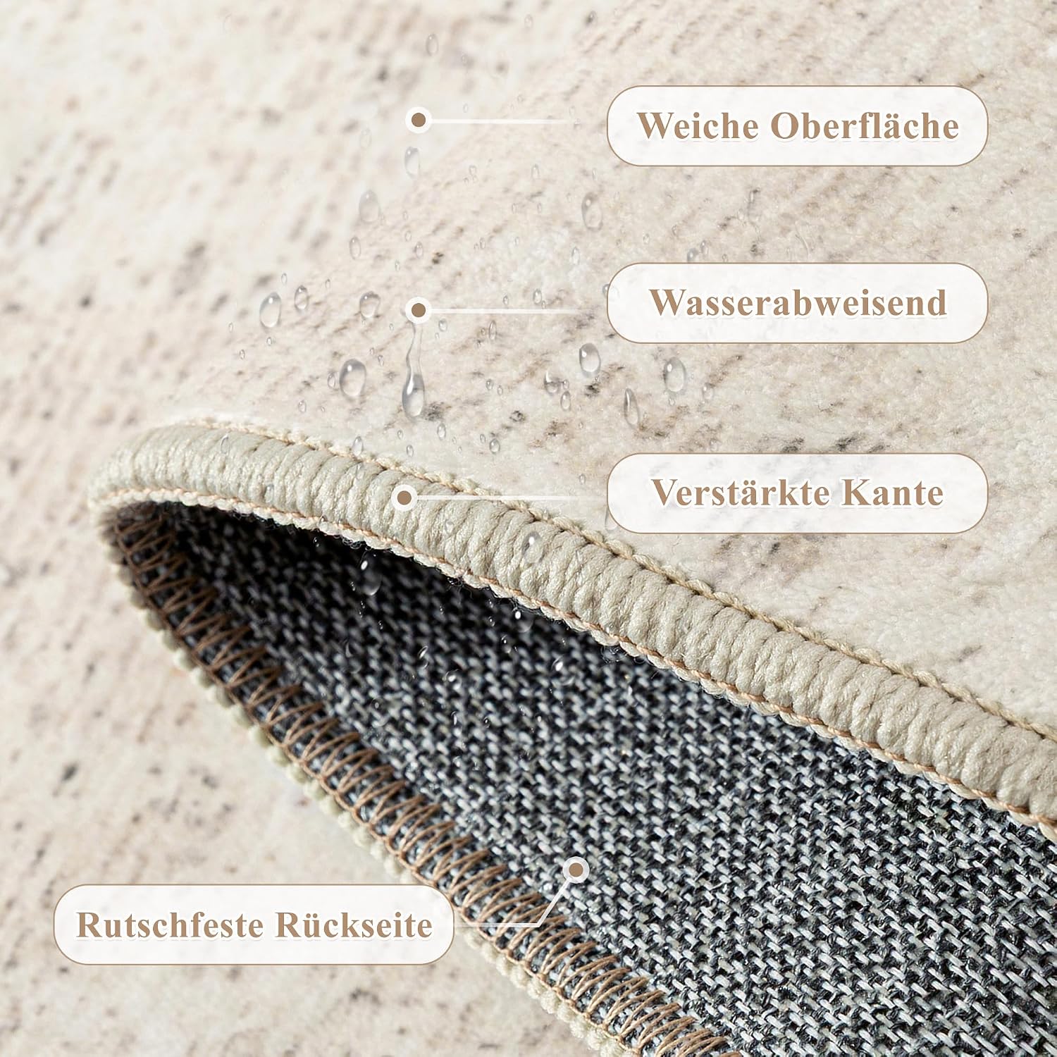 Thumbnail 5 de PureCozy Teppich Wohnzimmer 160x230cm – Abstrakt, Waschbar, Rutschfeste Kurzflor-Option