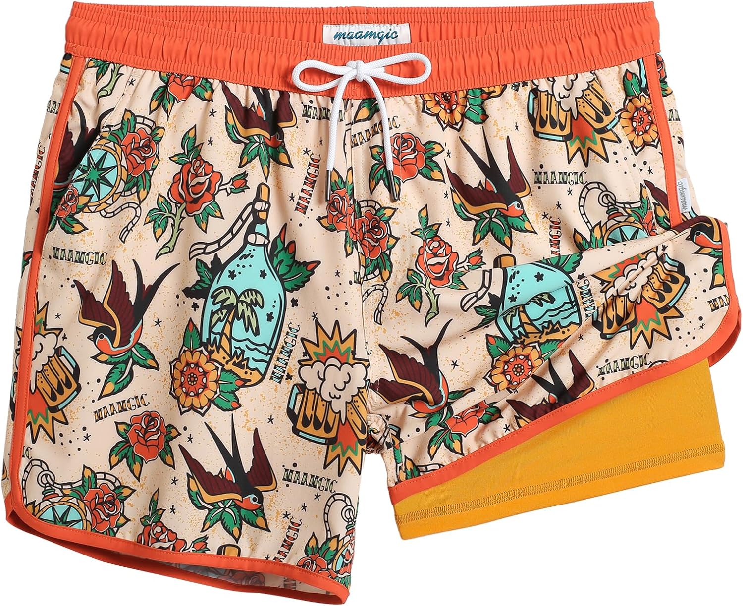 Thumbnail 6 de Maamgic Men's 80s-90s Vintage 5.5" Swim Trunks (2-in-1 Quick-Dry Board Shorts)