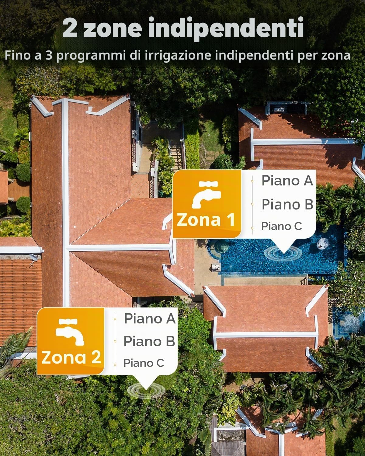 Detalle de RAINPOINT Centralina Irrigazione WiFi 2 Vie: controllo intelligente per prato e giardino