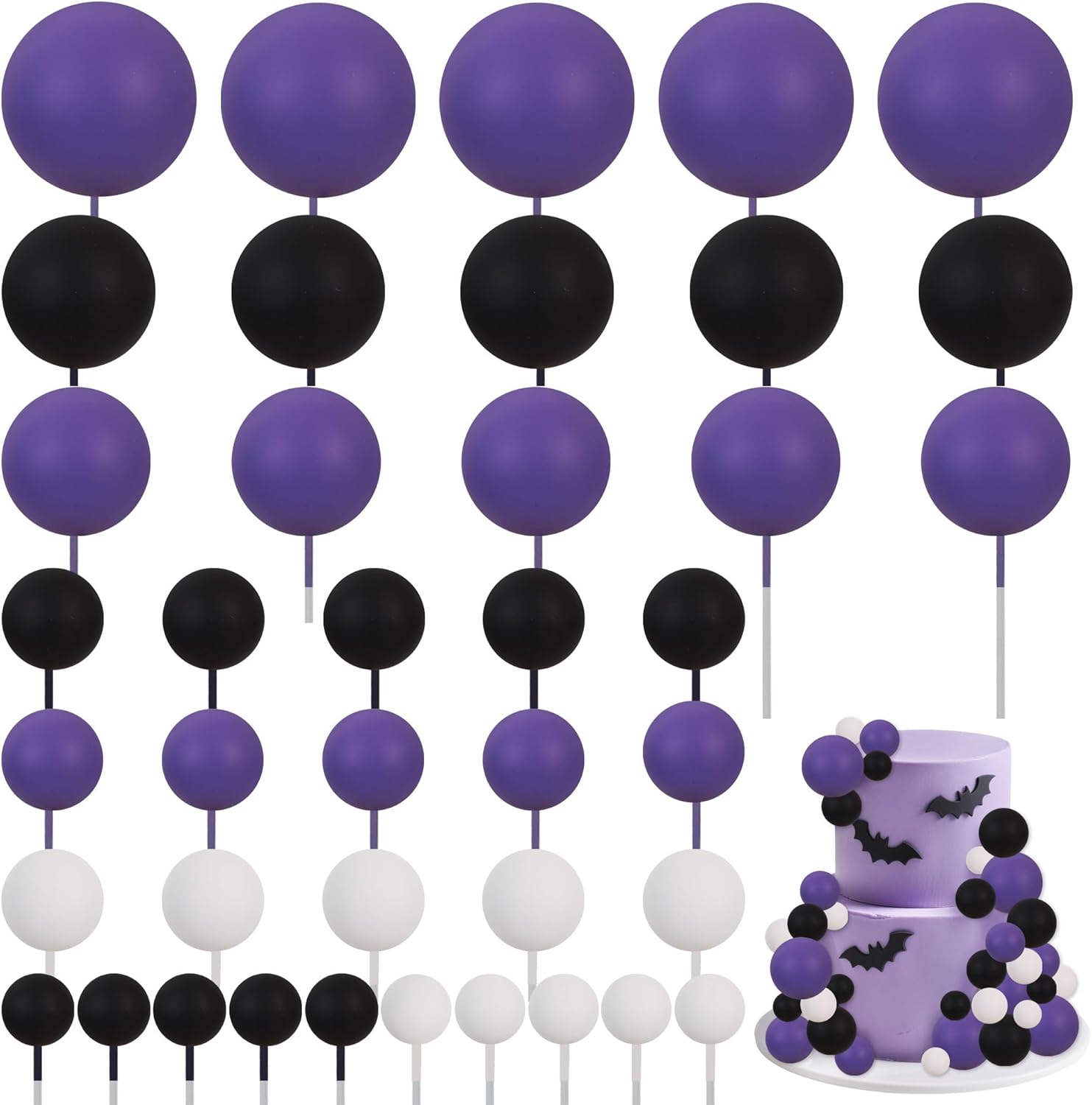 Thumbnail 6 de BEISHIDA 40-Piece Mini Foam Balls Cake Toppers (4 Colors) for Birthday, Wedding & More