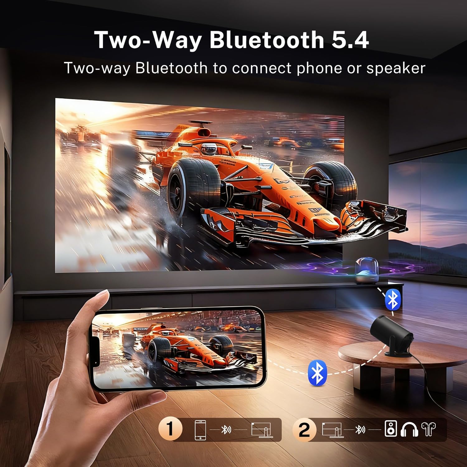 Thumbnail 3 de LYNCAS T OptiBarrel 500 Mini Beamer 4K mit WiFi 6, Bluetooth 5.4 und Android 14