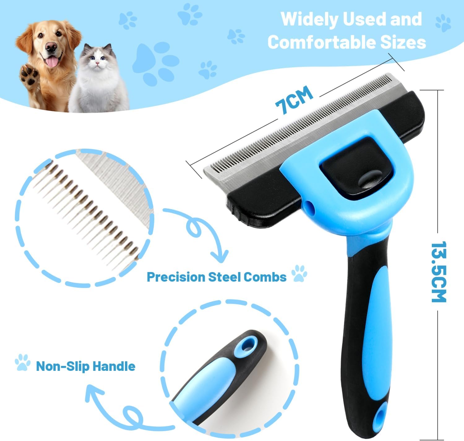 Detalle de Nobleza Spazzola per Cani e Gatto, 13×7.5 cm – Rimuove Peli e Sottopelo, Massaggio e Benessere