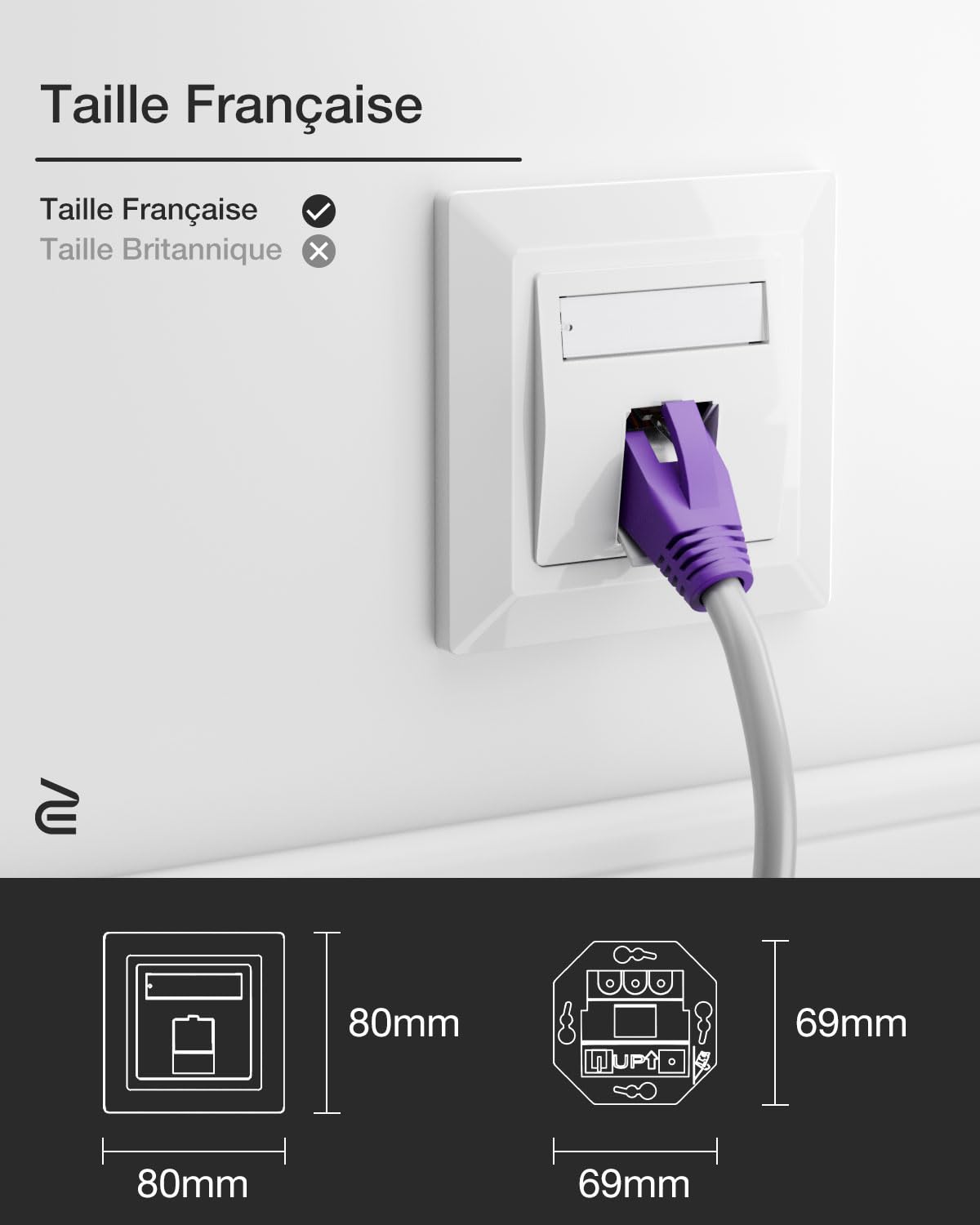 Thumbnail 6 de VCELINK Prise Réseau Keystone encastrée CAT 8 blindée (module RJ45) – pack de 2