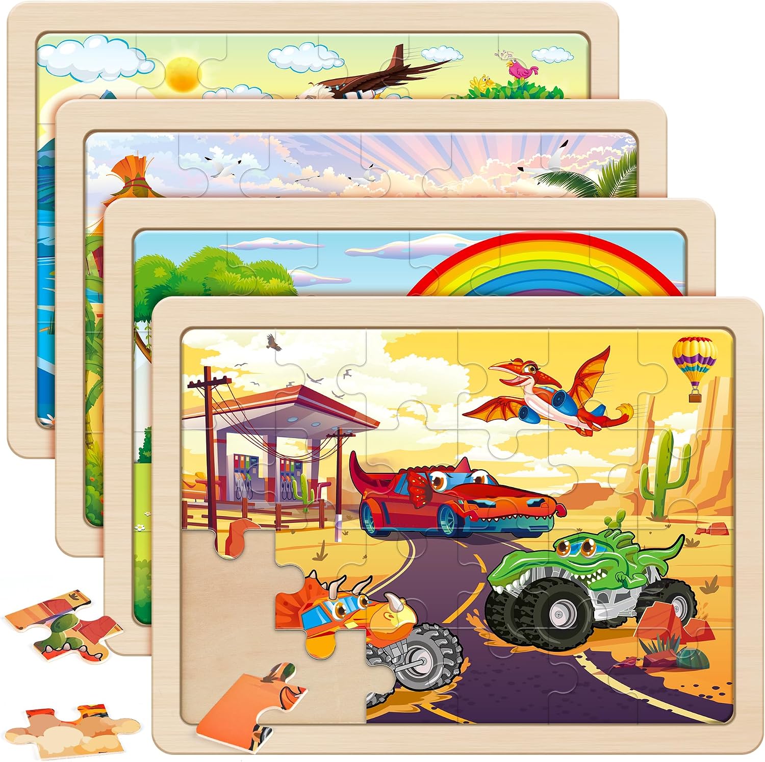 Detalle de SYNARRY Large Wooden Monster Truck Puzzle 11.8x8.8 in