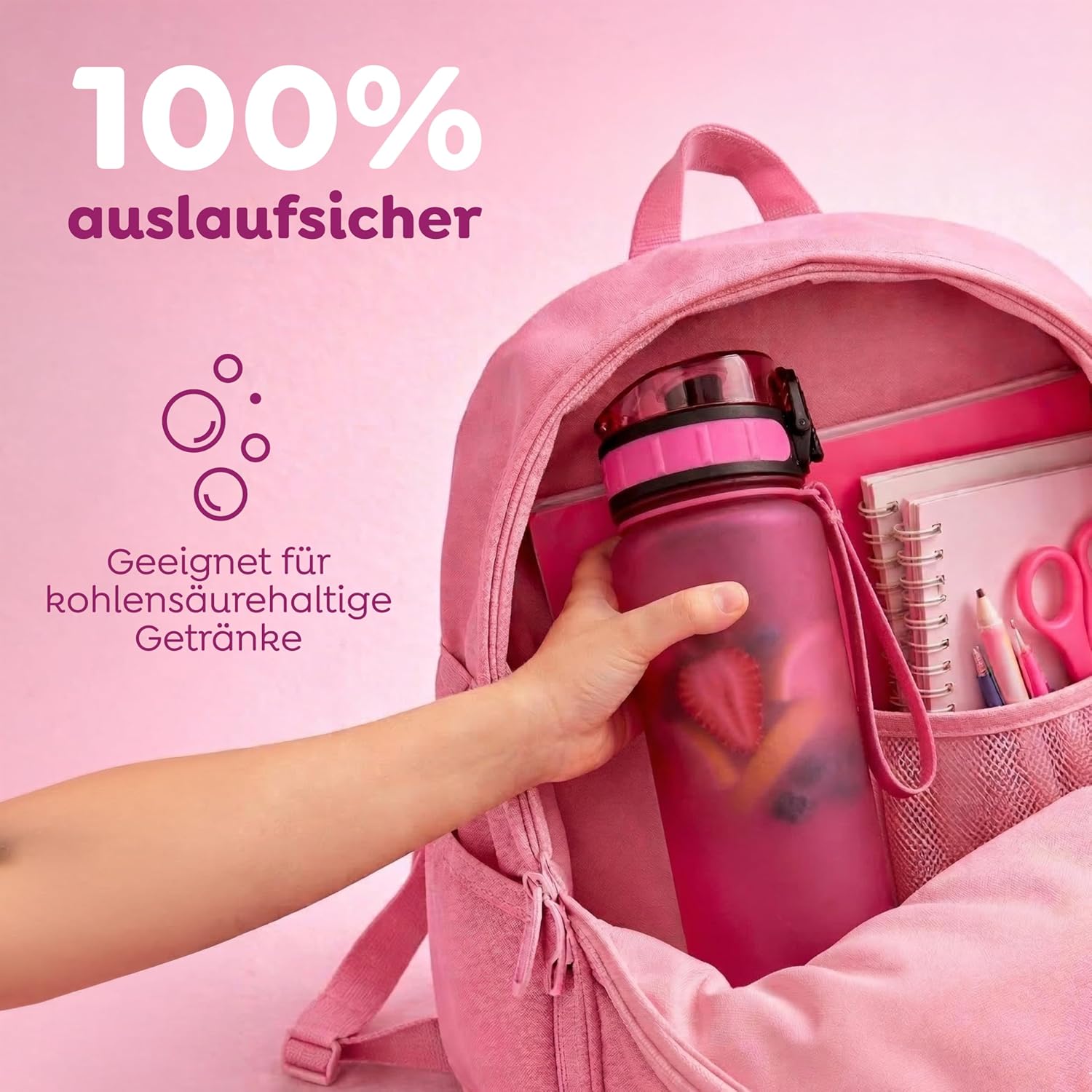 Thumbnail 5 de Sweety Fox Trinkflasche Kinder 500 ml Pink – auslaufsicher, spülmaschinenfest und gasgeeignet