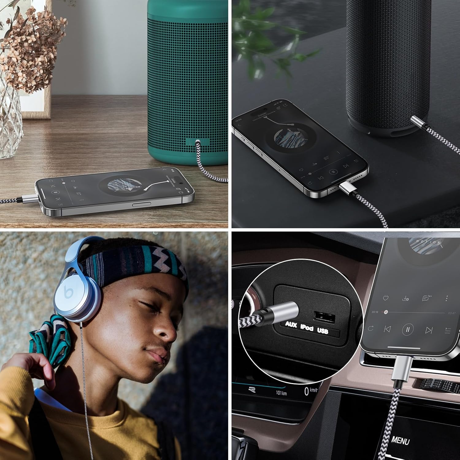 Thumbnail 5 de Gaef AUX Cable for iPhone in Car (3.5mm to Lightning) – Audio lead for car stereo and speakers