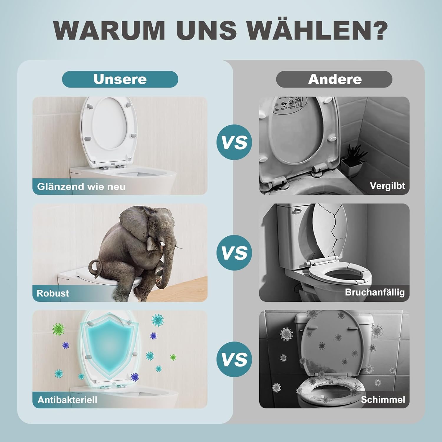 Thumbnail 5 de MEEJEE Toilettendeckel mit Absenkautomatik Oval