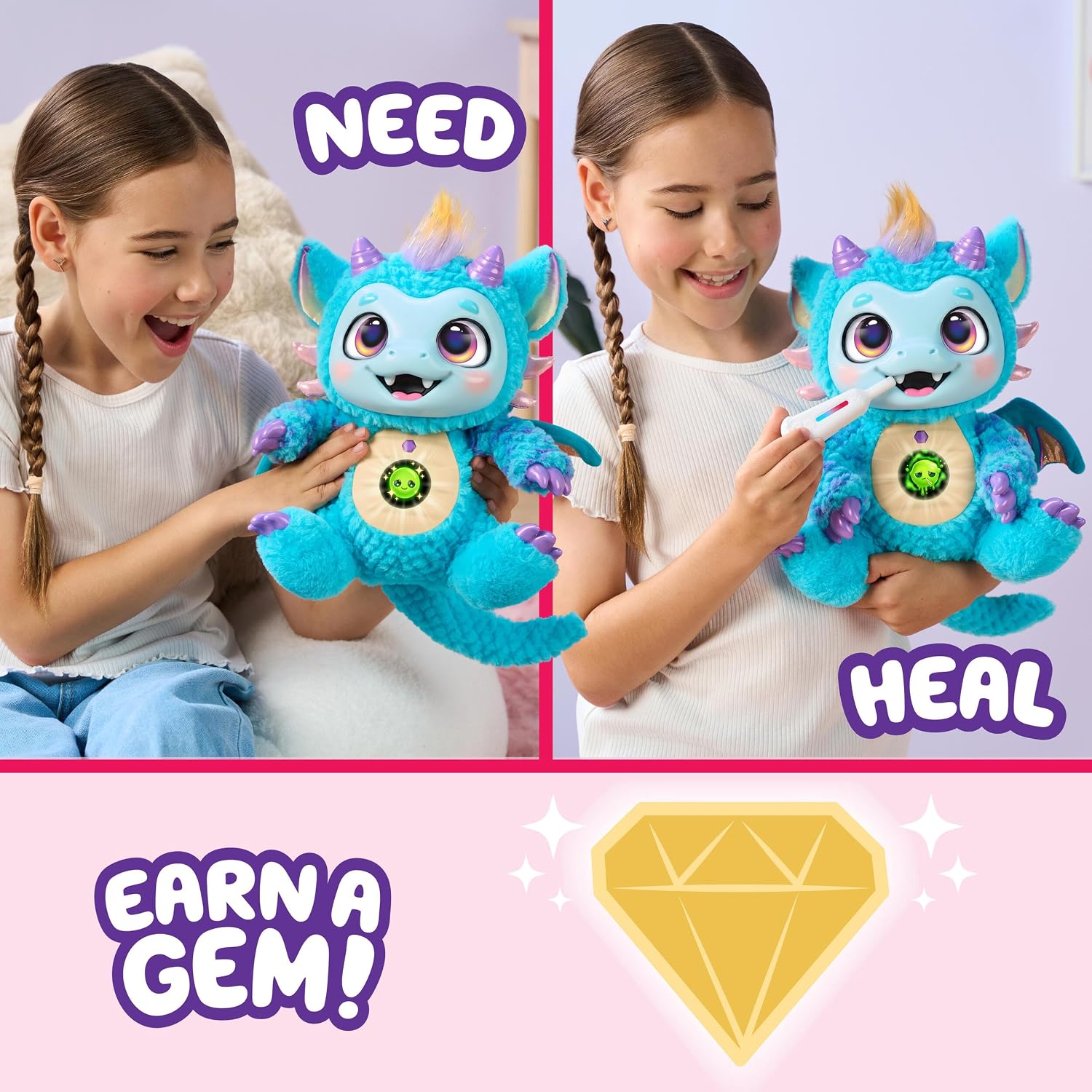 Detalle de Little Live Pets My Magical Dragon Skye Interactive Plush Toy with Digital Display