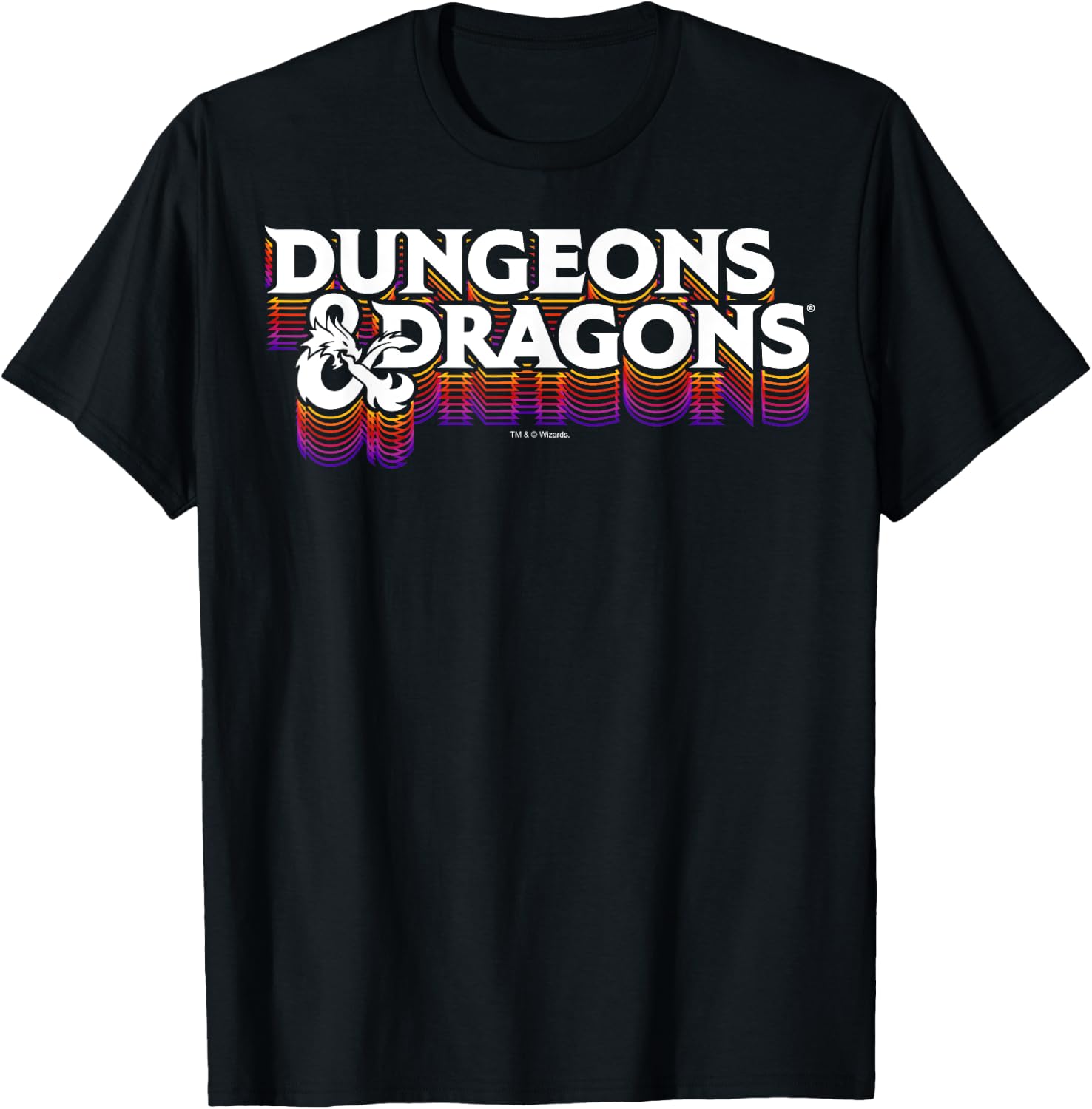 Detalle de Maglietta Dungeons & Dragons Retro Logo Stack – taglio classico, maniche doppia cucitura