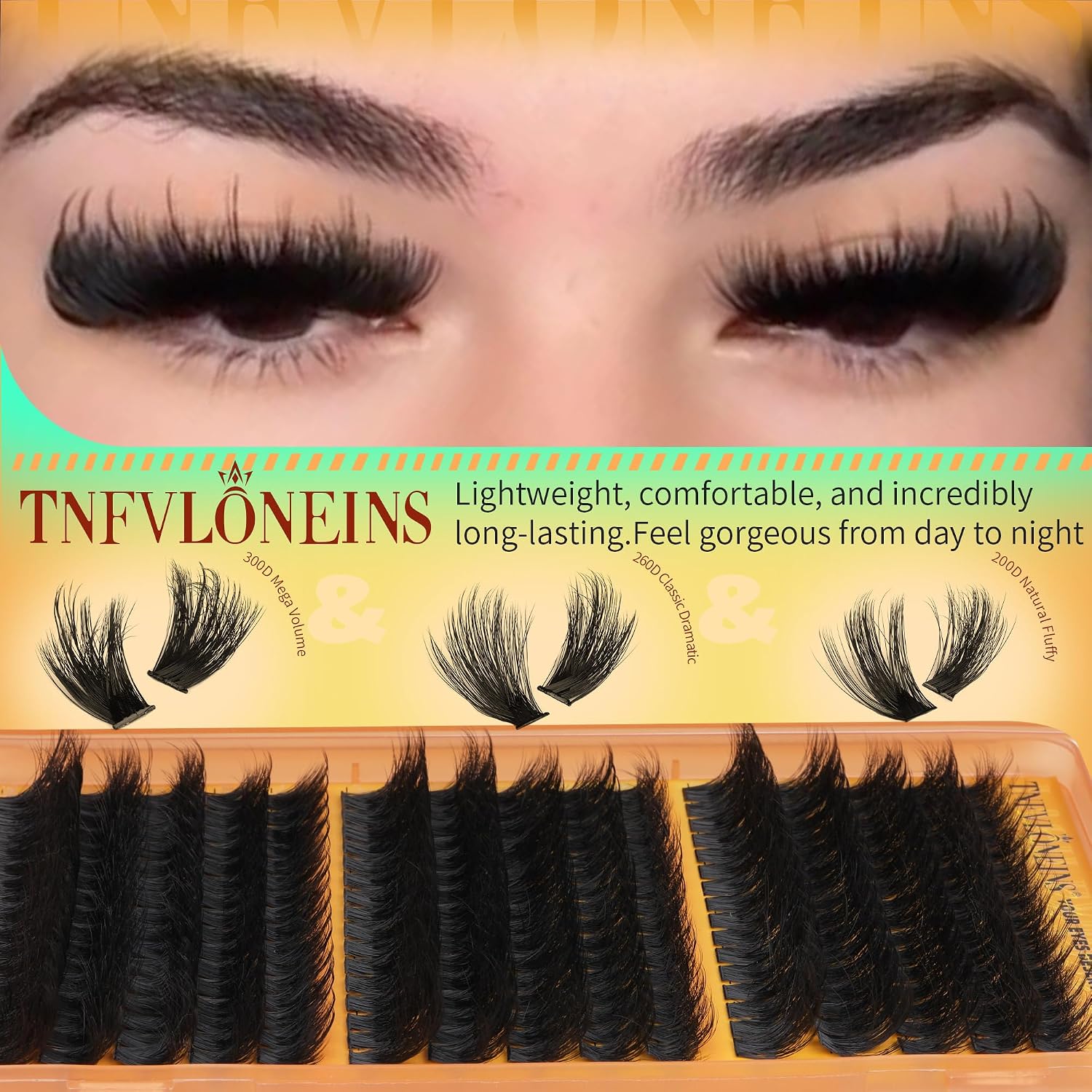 Thumbnail 4 de TNFVLONEINS Fluffy Lash Clusters with Spikes (12–20mm) — Reusable Full Volume Faux Mink Cluster Lashes