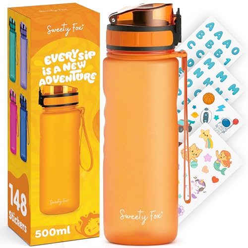 Sweety Fox Kinder-Trinkflasche 500 ml Orange – auslaufsicher, kohlensäuregeeignet