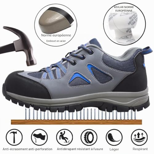 Detalle de CYKYGGO Chaussures de Sécurité Homme/Femme - Toile respirante et embout acier, EU 44