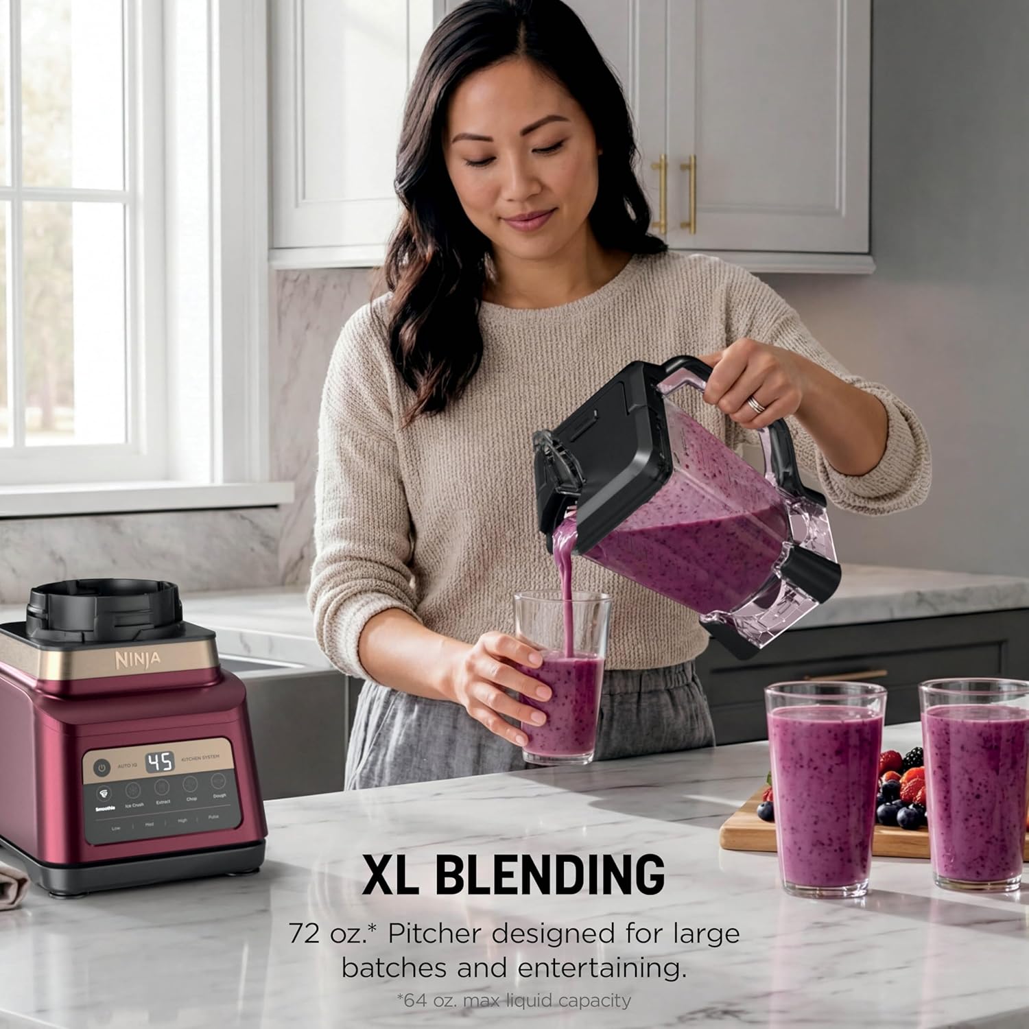 Detalle de Ninja Professional Plus Kitchen System Premier (BN801RD1BRN) — 3-in-1 Powerhouse for Blending, Food Processing, and Mixing