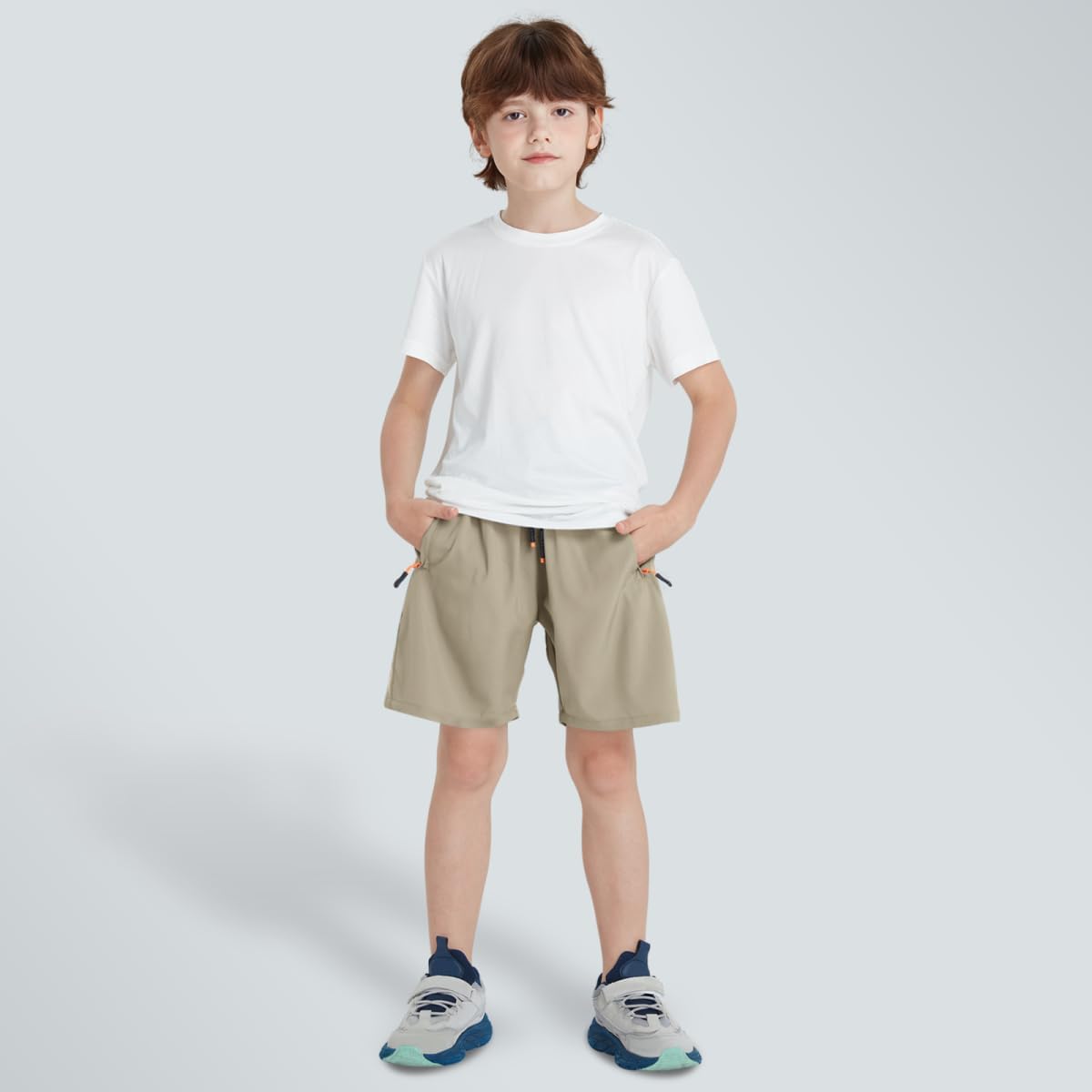 Detalle de ANHDM Boys Shorts Quick Dry Athletic Running Shorts with Zipper Pockets