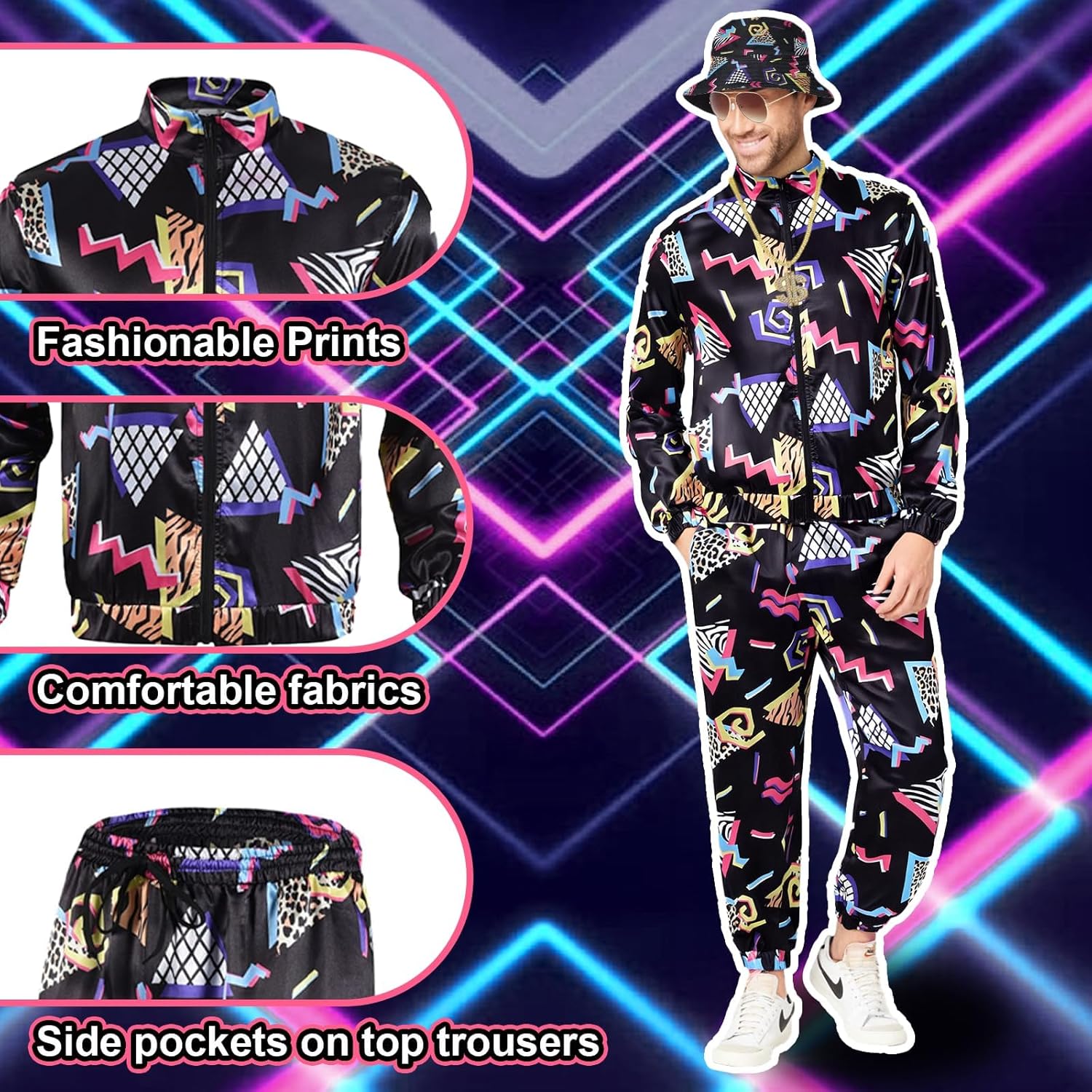 Detalle de Xerteam 80s 90s Fancy Dress Set for Men ðŸŽ