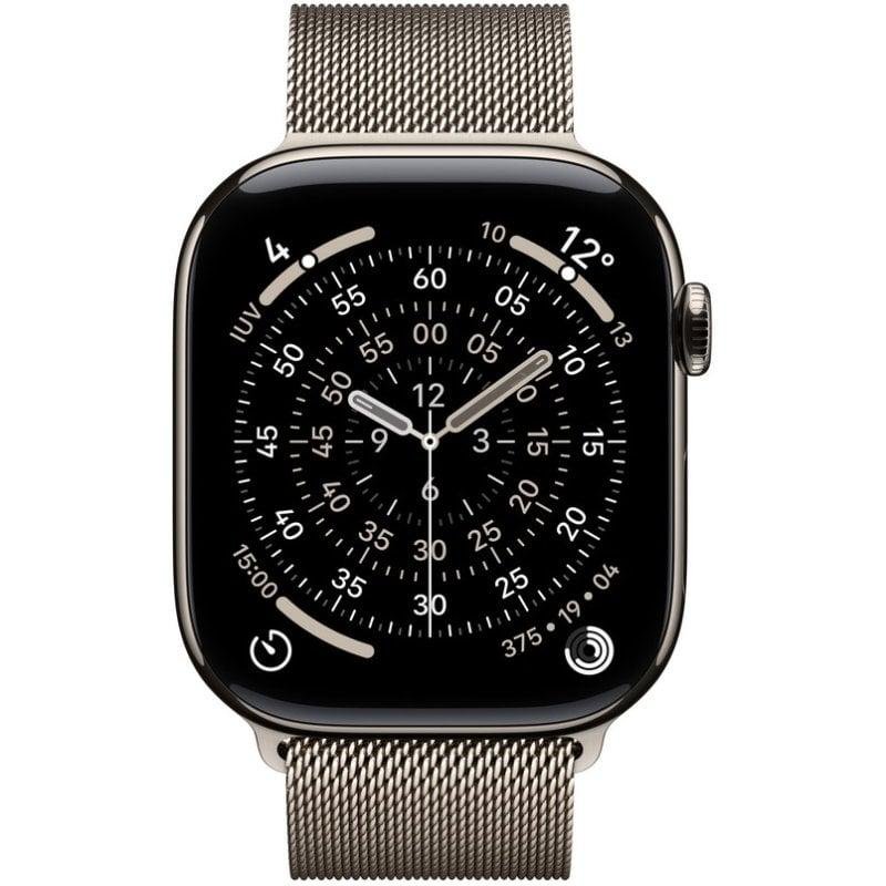 Detalle de Apple Watch Series 11 GPS + Cellular 46mm Titanio Natural con Milanese Loop Natural S/M