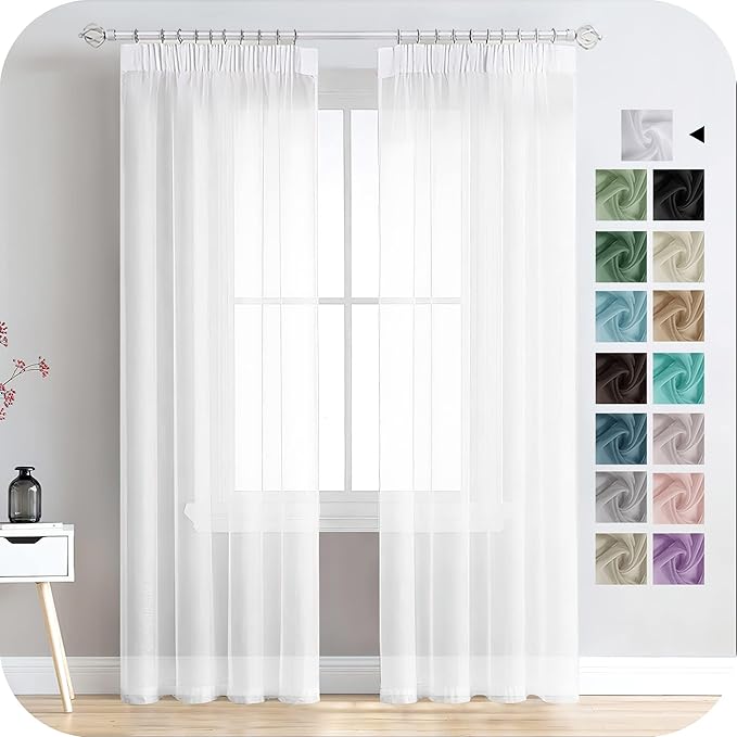 Imagen de MRTREES Cortina Blanca Fruncida para Sala y Habitación 🏠 en OfertitasTOP