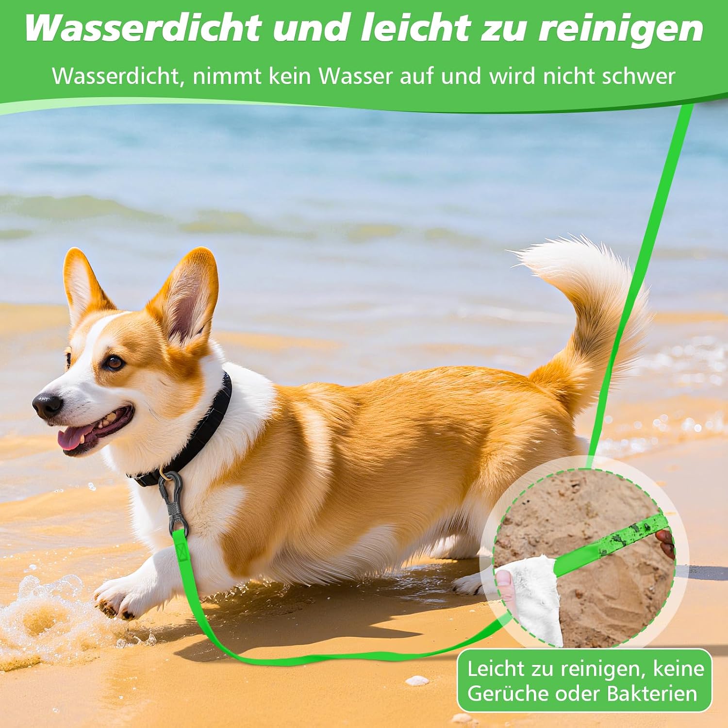 Detalle 2 de X XBEN Wasserdicht Schleppleine für Hunde 10M – robuste, schmutzunempfindliche Trainingsleine mit abschließbarem Karabiner
