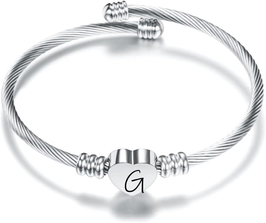 Detalle de Pulsera Suonie Plata Amor Corazón con letra A