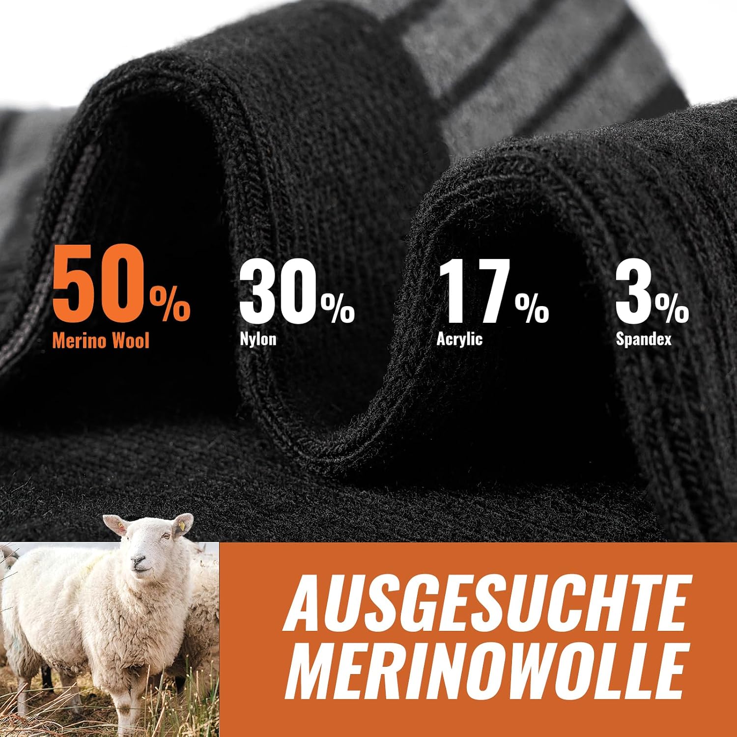 Thumbnail 1 de inaWarm unisex merinowollen sokken, 3 paar, 50% wol en naadloze teen