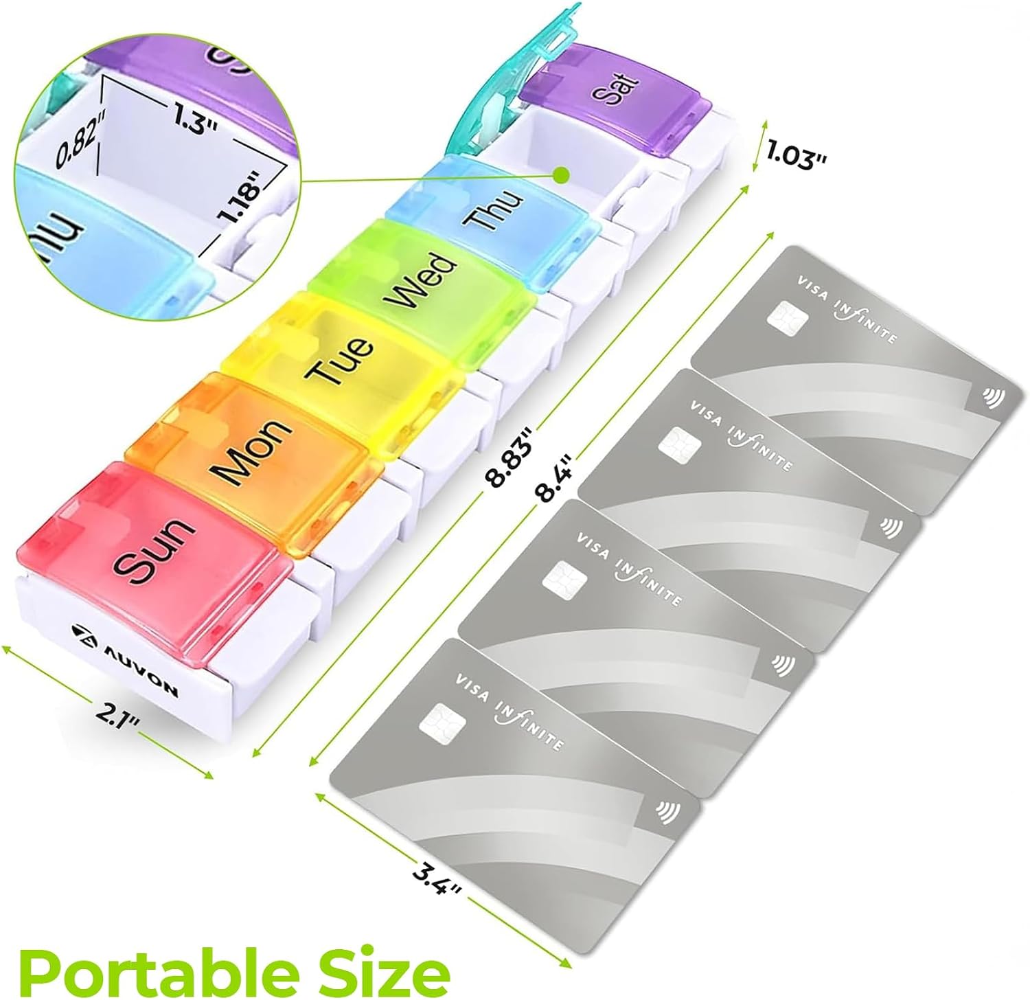 Thumbnail 5 de AUVON PO1107 Weekly Pill Organizer with Spring-Open Lids, BPA-Free Design