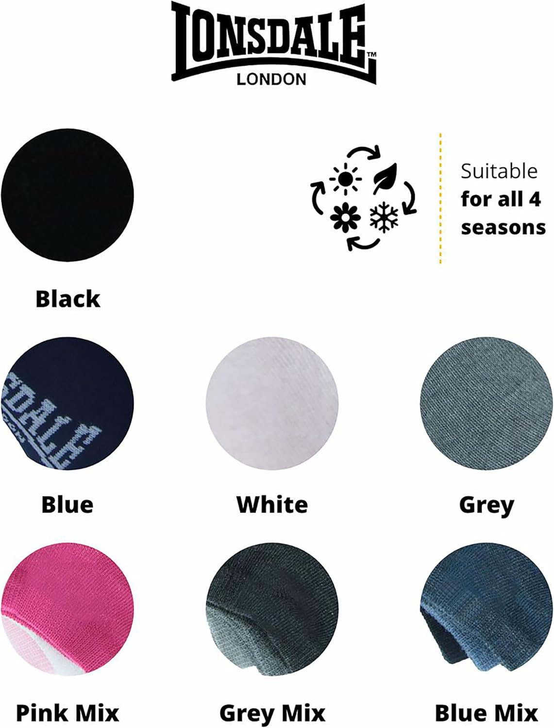 Thumbnail 5 de Lonsdale confezione da 6 paia di calzini corti quarter traspiranti in cotone (uomo/donna)