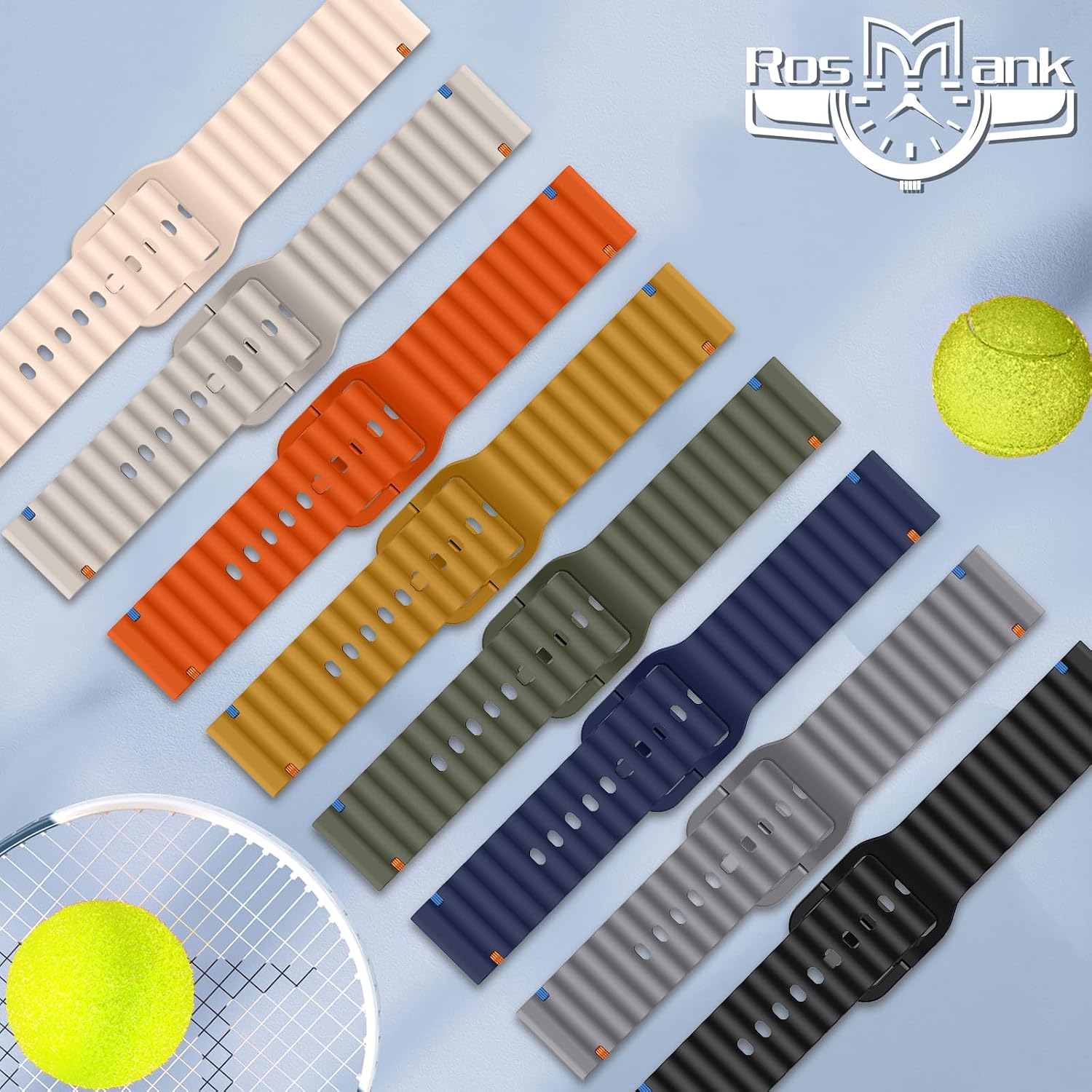 Detalle 2 de RosMank 20mm Silicone Watch Band – compatible with Amazfit T-Rex 3 Pro and a wide range of 20mm watches