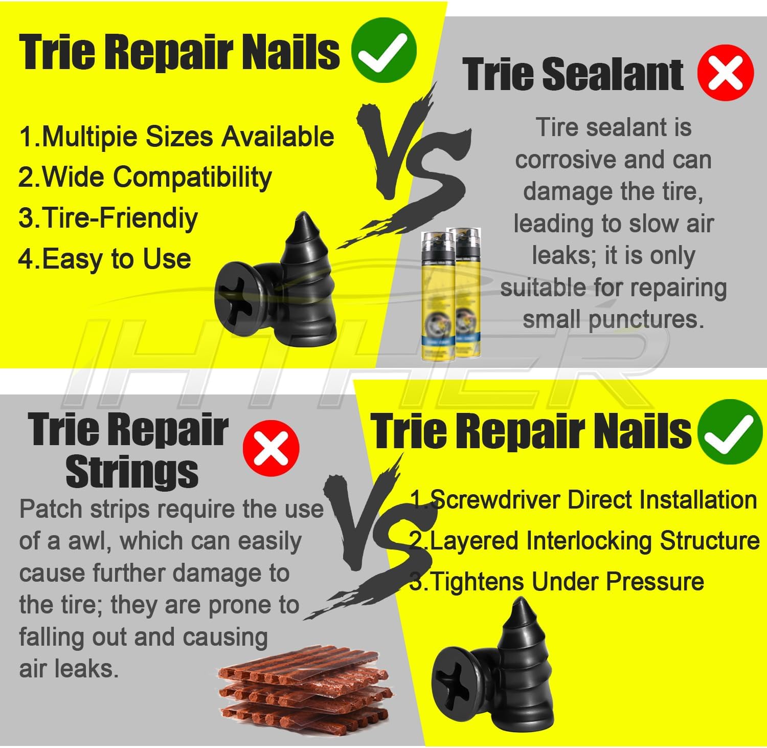 Thumbnail 4 de 61 PCS Tire Plugs Screw Type Kit with Screwdriver — Quick, DIY Tubeless Tire Repair